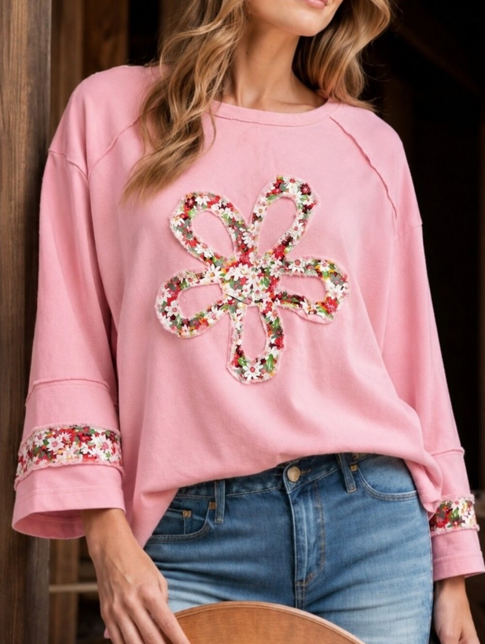 Easel Flower Patch Terry Knit Top | Small & Large | NWT